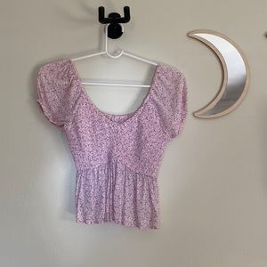 Hollister wide neck floral crop topped blouse